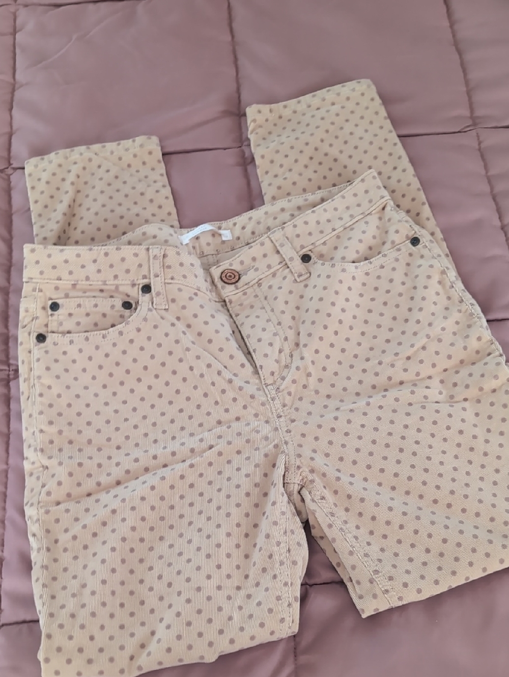 LC Lauren Conrad 12 Beige Polka Dot Skinny Jeans